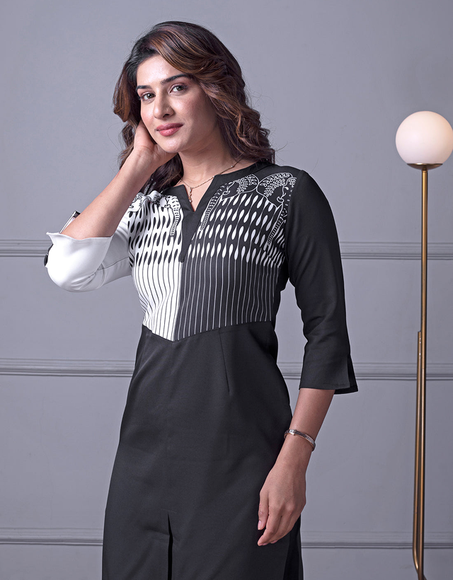 Black & White Elephant Print Kurti